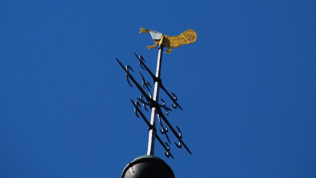 Goldene Henne auf dem Kirchturm der Alten St. Alexanderkirche
